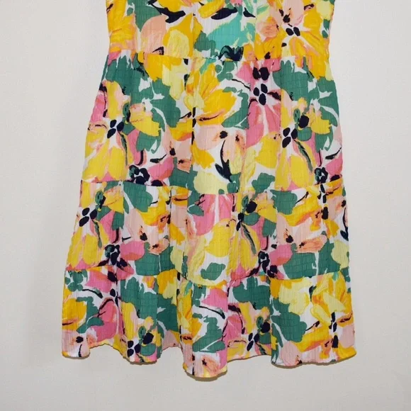 LOFT Floral Print Ruffle Tiered Swing Dress - Picture 5 of 8